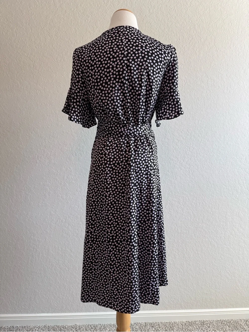 Who What Wear Polka Dot Wrap Midi Dress
